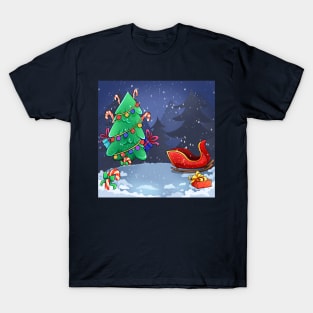 christmas with santa claus and reindeer T-Shirt